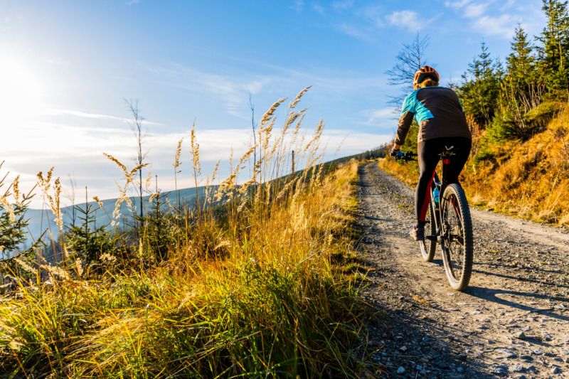 Woman mountain biking