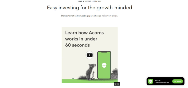 Acorns Easy Investing Feature