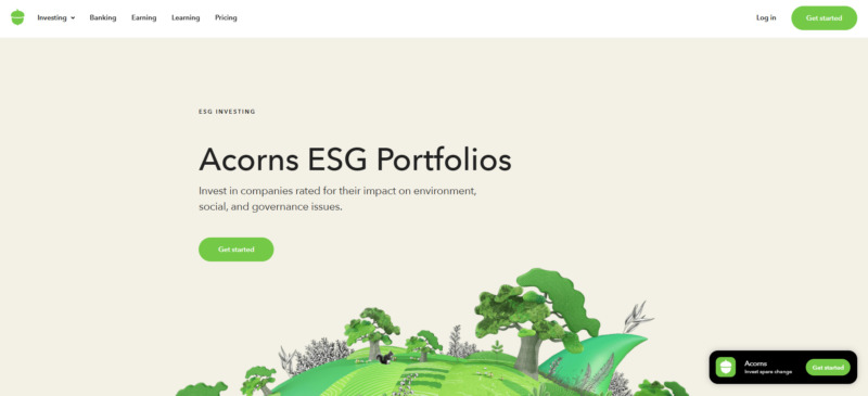 ESG Portfolios feature at Acorns