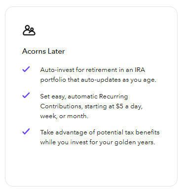 Acorns Later account