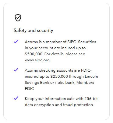 Acorns Safety and Security Features