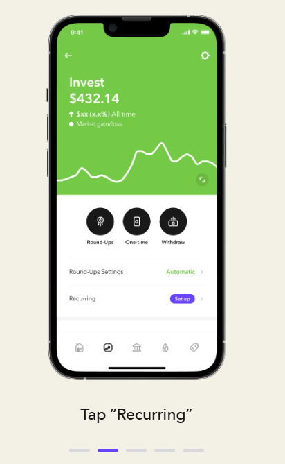 Acorns Setting Recurring Deposit Fature