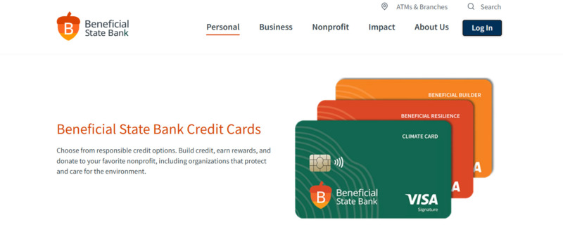 Beneficial State Bank Credit Cards website page