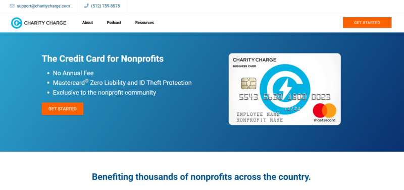 Charity Charge World Credit Card website page