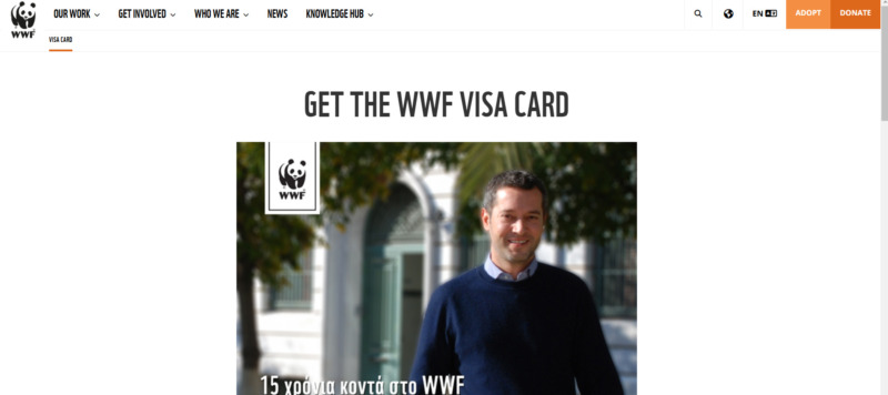 World Wildlife Fund Visa website page