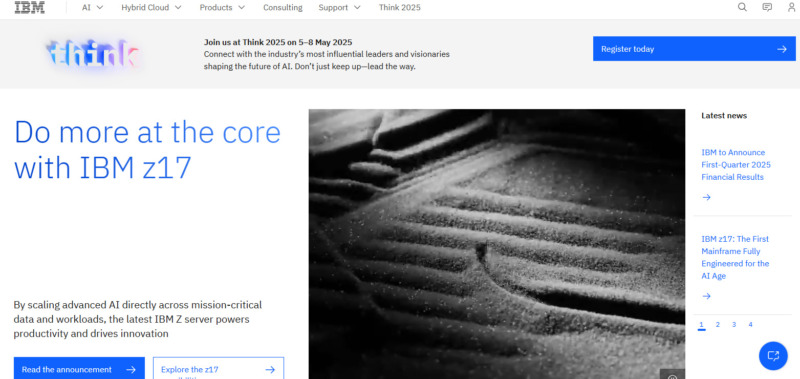 IBM Website landing page and homepage look