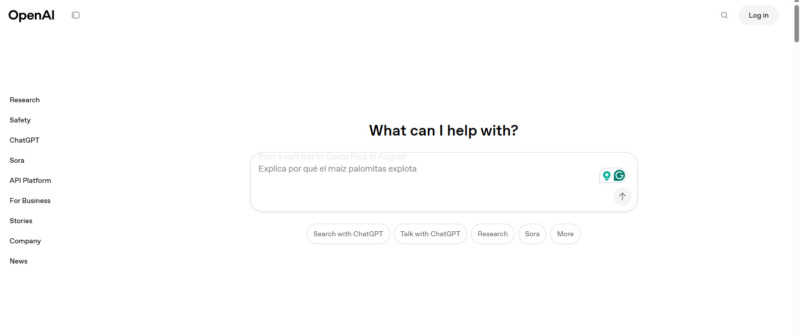 OpenAI website landing page, homepage
