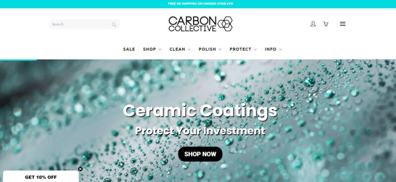 Carbon Collective website landing page featuring a clean design, navigation menu, and information on sustainable investments